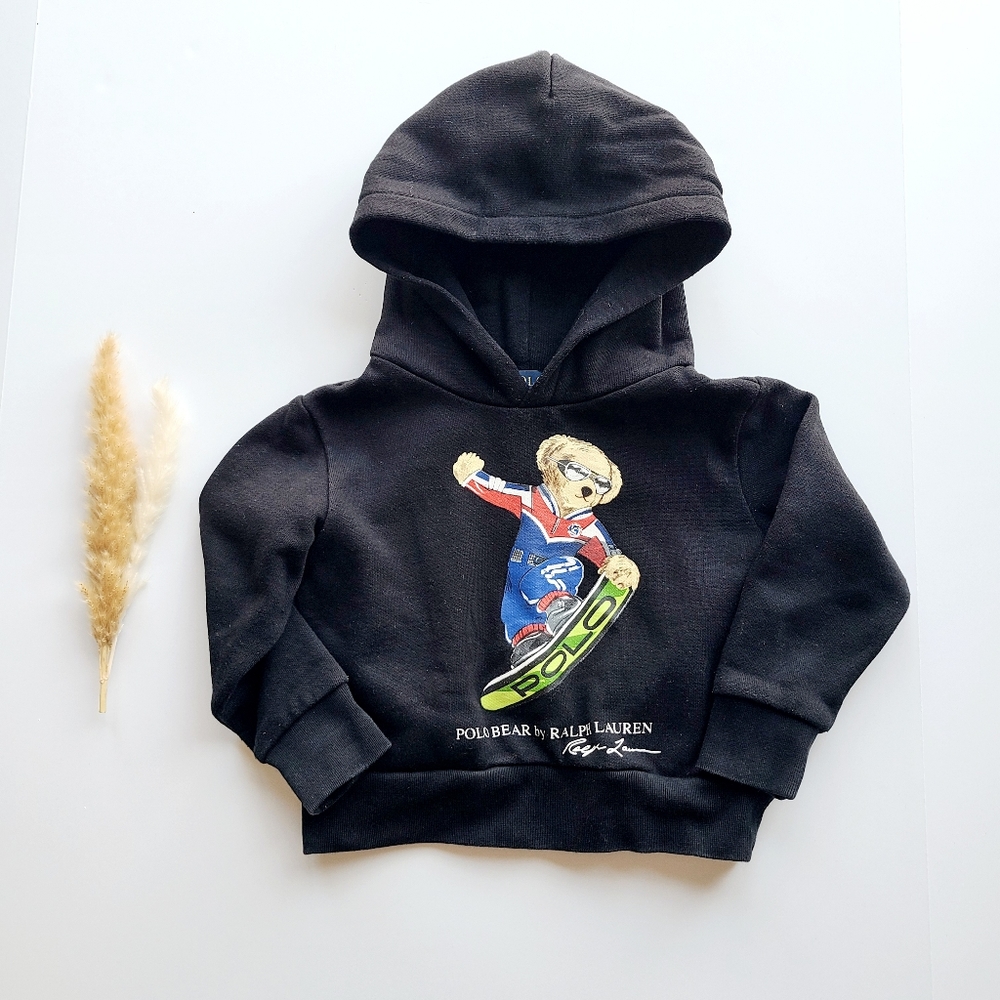 Ralph Lauren Black Hoodie with Skateboarding Polo Bear